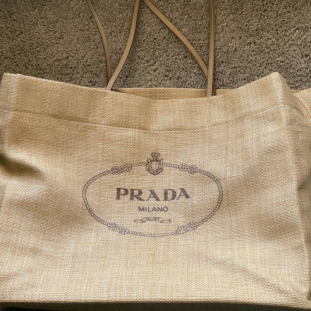 Prada raffia tote extra large
